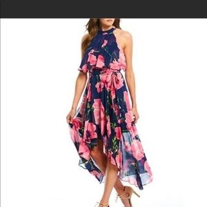 Halter hi lo sheer maxi